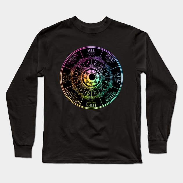 Wheel of the Year Long Sleeve T-Shirt by OccultOmaStore